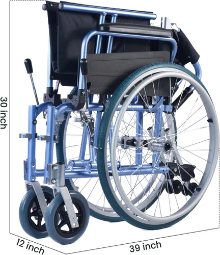 Vista 7 de Medwarm Silla de ruedas manual multifuncional de aluminio, sillas de ruedas para adultos, silla de ruedas acolchada plegable con ruedas