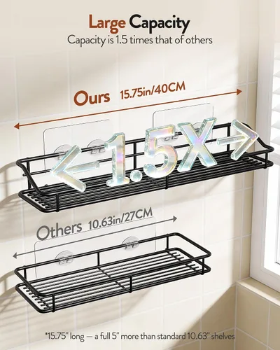 Vista 2 de Orimade Organizador adhesivo para baño, cesta de almacenamiento de ducha, estante de especias de cocina, sin perforaciones, acero inoxidable SUS304