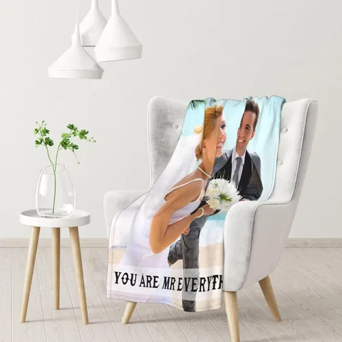 Vista 2 de Manta personalizada con fotos, texto, fotos personalizadas, regalos del día de San Valentín para mamá, papá, pareja, esposa, marido, novia, novio