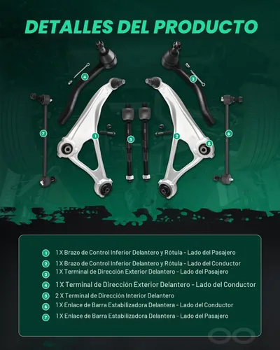 Vista 3 de SCITOO Kit de suspensión delantera de 8 piezas para Nissan para Altima