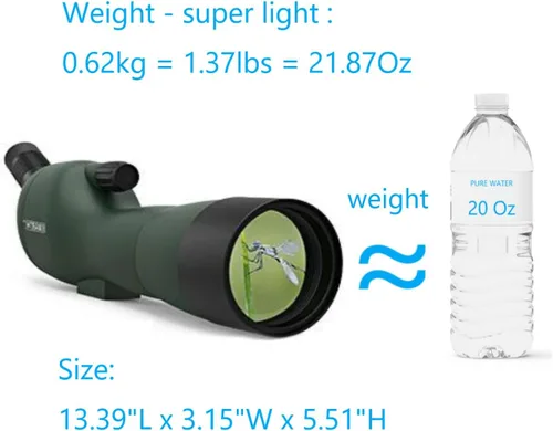 Vista 3 de 60 x 60ae – Catalejo en ángulo Emarth 20 impermeable, con trípode, de 45 grados angulado visor, óptica Zoom 128 – 32 pies/3280 pies Ejército Verde