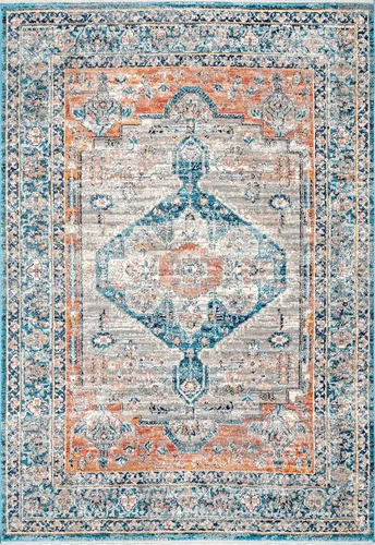 Vista 3 de nuLOOM Brynn Petalled Medallion - Alfombra de área, 4 x 6, color beige