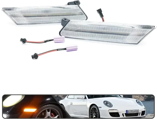 Vista 4 de 2 piezas de kit de luces de señal de giro laterales LED dinámicas secuenciales intermitentes para Porsche Carrera 2005-2013 para Boxster 987