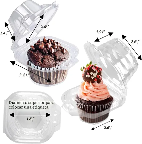 Vista 3 de NPLUX Paquete de 25 recipientes individuales para cupcakes, cajas de plástico para cupcakes, soportes apilables para cupcakes