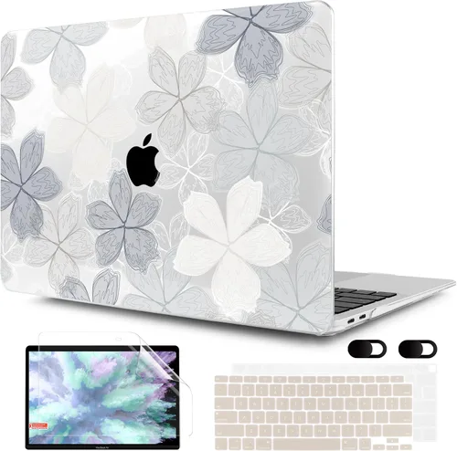 Vista 24 de MEEgoodo Funda para MacBook Air de 13 pulgadas 2021 2020 2019 2018 lanzada A2337 M1 A2179 A1932 con Touch ID, carcasa rígida de plástico y cubierta