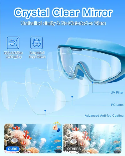 Vista 3 de seasprint Swim Goggles for Kids 6-12, Wide View Anti-Fog UV Protection No Leaking,Boys Girls Youth Swimming Goggles