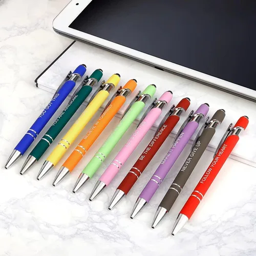 Vista 5 de 10 piezas de bolígrafos inspiradores - Bolígrafos de tinta de bola en masa con punta de lápiz óptico, citas motivacionales, regalos para la escuela