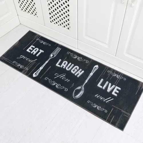 Vista 3 de Juego de 2 alfombras de cocina de 17 x 48 pulgadas + 17 x 24 pulgadas, tapetes antideslizantes lavables para suelo de cocina, 2 tapetes cómodos