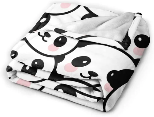 Vista 4 de Manta de panda para niños y niñas, con bonito diseño de panda impreso, manta para regazo de niños, silla, cálida y suave manta acogedora, 30 x 40