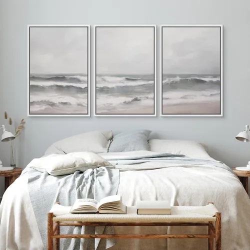 Vista 454 de wall26 Lienzo enmarcado para pared, juego de arte de acuarela pastel, paisaje rural, ilustraciones con formas abstractas, arte moderno, decorativo
