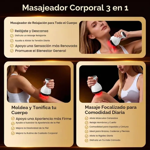Vista 3 de Masajeador de drenaje linfático y herramienta de masaje anticelulitis, ayuda a reducir las estrías y la celulitis, para piernas, brazos y vientre