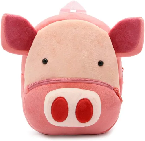 Vista 5 de Ladyzone Mochila para niños pequeños con diseño de animales del zoológico, bonita bolsa de felpa de dibujos animados de 10 pulgadas para niños