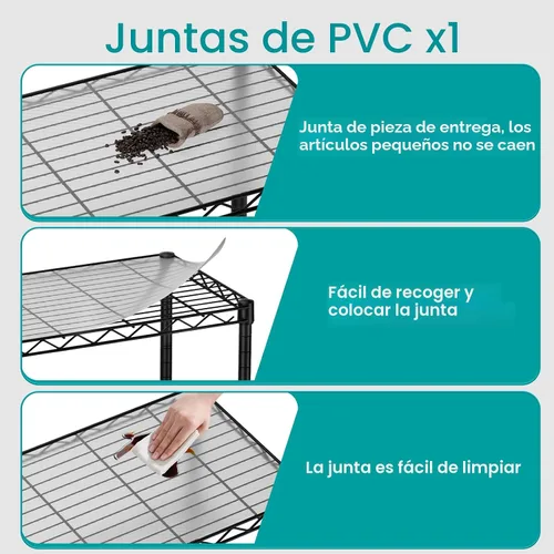Vista 5 de SINGAYE Estante de almacenamiento con 3 estantes pequeños, estante de alambre, estante de metal, organizadores ajustables, estantes de Negro