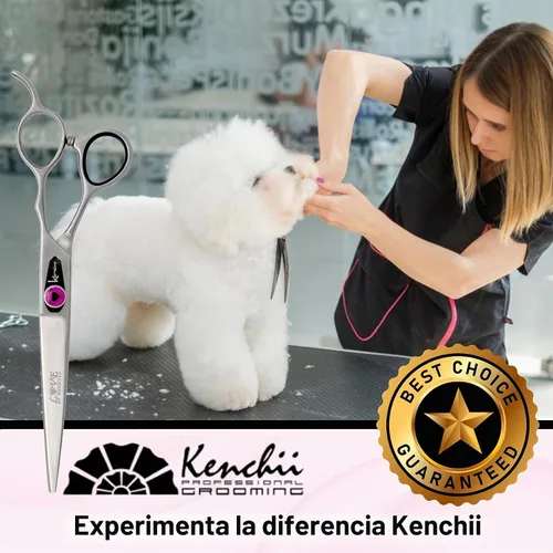 Vista 6 de Kenchii Tijeras de aseo para perros Love de 7 pulgadas rectas