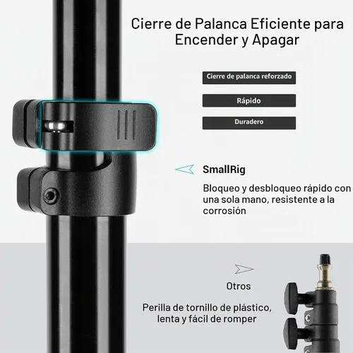 Vista 6 de SMALLRIG Soporte de luz para fotografía de 110 pulgadas/9.2 pies/280cm, soporte de trípode de aluminio acolchado con aire con tornillo de 1/4