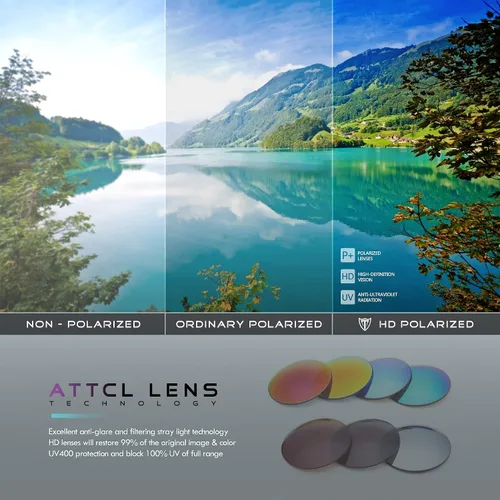 Vista 6 de ATTCL Gafas de sol polarizadas para mujer con marco rectangular moderno y grueso con protección UV