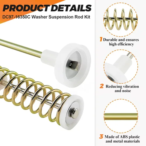 Vista 2 de Kit de varillas de suspensión para lavadora WA50R5200AW DC97-16350C (paquete de 4) por Beaquicy - Reemplazo para arandelas Samsung - Reemplaza