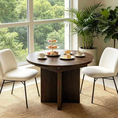 Vista 8 de Mesa de comedor extensible, redonda de 35.4 pulgadas a 47.2 pulgadas, mesa de comedor de madera ovalada con hoja de extensión, mesa de cocina
