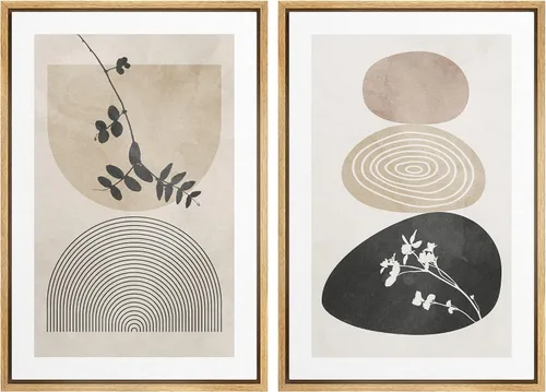 Vista 85 de SIGNWIN Lienzo enmarcado para pared, ilustraciones abstractas texturizadas en tonos beige terrosos, arte moderno, decorativo, contemporáneo