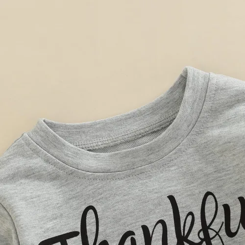 Vista 5 de Ropa de Halloween para bebé y niña, sudadera con estampado de letras, cuello redondo, suéter de manga larga