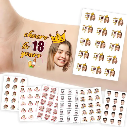 Vista 17 de Tatuajes temporales personalizados con foto y nombre, logotipo personalizado para adultos, niños, mujeres, hombres, regalo de boda, cumpleaños