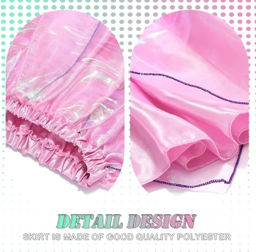 Vista 4 de REETAN Falda de hada de moda en capas, falda novedosa de baile de hojas, falda brillante con borlas, falda de festival para mujeres y niñas