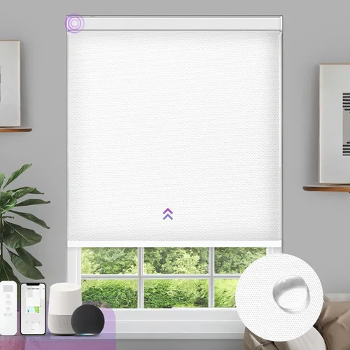 Vista 24 de Astomi - Persianas enrollables motorizadas para ventanas, persianas 100 % opacas para oscurecer la habitación, persianas inteligentes sin cordón