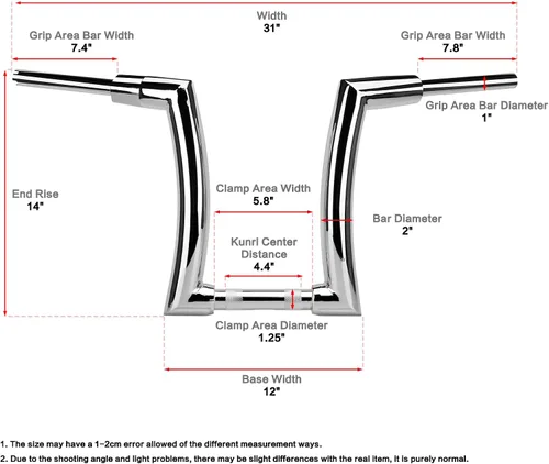 Vista 3 de 14" Rise Ape Hanger 1-1/4" Fat Bar 1.25" Abrazadera Ape Manillar para Harley Dyna Softail Sportster 48 XL 883 1200, Road King 1994-2022, Road