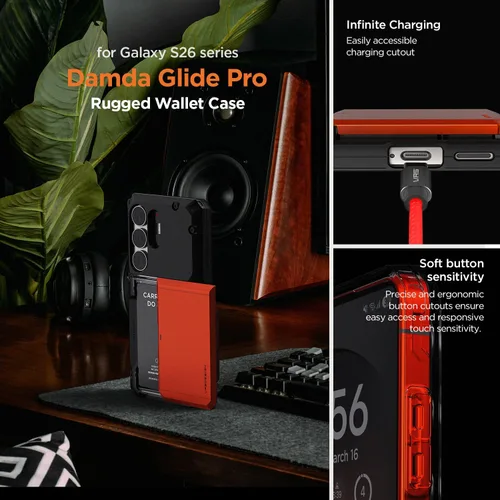 Vista 2 de VRS DESIGN Damda Glide Pro - Funda protectora para Samsung Galaxy S26 Ultra (2026), patente en Estados Unidos, con 4 tarjetas, funda protectora