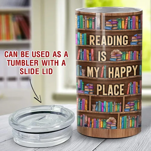 Vista 3 de SANDJEST Vaso para Amantes de los Libros Estante 4 en 1 Vaso de 12 oz Enfriador de Lata Coozie Vaso delgado de acero inoxidable Regalo