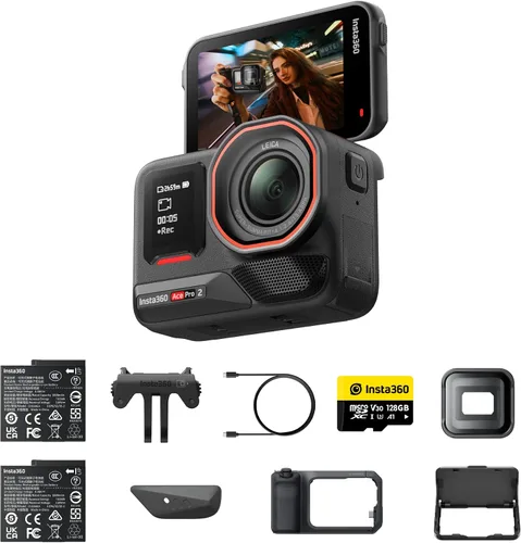 Vista 18 de Insta360 Ace Pro 2 Arctic White - Paquete de impresión flash de edición limitada, cámara de acción impermeable 8K diseñada conjuntamente con Leica