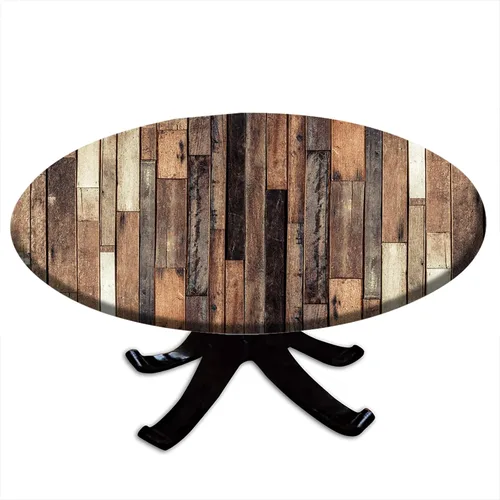Vista 46 de Mantel redondo ajustable con borde elástico floral azul, mantel con borde elástico de estilo floral pastoral, almohadilla de mesa de poliéster
