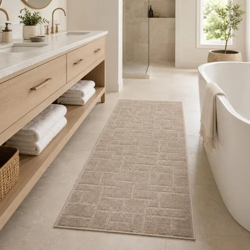 Vista 3 de Well Woven Serenity - Alfombra suave extra larga para pasillo, escalera, trufa de lino, 31 pulgadas x 24 pies