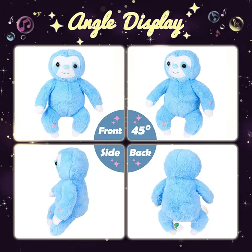 Vista 2 de Hopearl Perezoso de peluche con luces LED y música, perezoso de tres dedos flexible de felpa, con luces de noche que brillan en la oscuridad