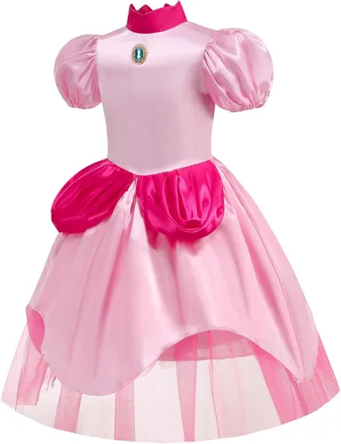 Vista 3 de Mooedcoe Disfraz de princesa para niñas pequeñas, vestidos de princesa para cosplay, fiesta de cumpleaños con accesorios