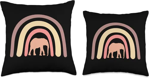 Vista 3 de Elephant Gifts for Men Women Kids Toddlers by RJ Elefante mamífero africano del zoológico lindo arco iris bohemio rosa, 16 x 16 pulgadas, multicolor