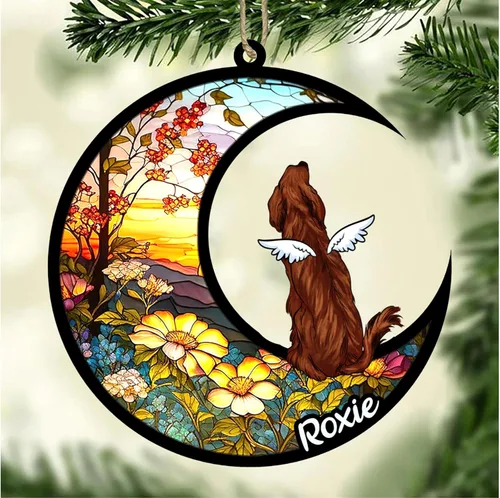 Vista 941 de LOVELYPOD Adorno de Navidad personalizado para perro Basset Hound (marrón) Basset Hound (marrón) adorno para atrapasoles de perro, razas de perros