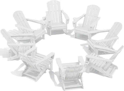 Vista 11 de SERWALL Silla Adirondack plegable ajustable con portavasos reclinable