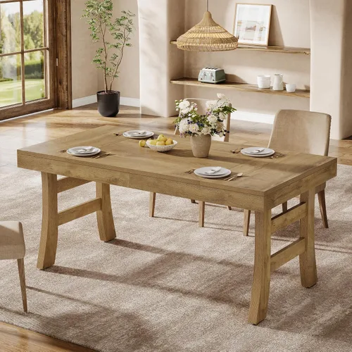 Vista 4 de Tribesigns Mesa de comedor de 63 pulgadas para 4-6 personas, mesa rectangular grande de cocina con patas resistentes para cocina del hogar, comedor