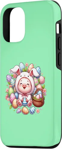 Vista 2 de iPhone 15 Easter Pig in a Easter Bunny Costume Case