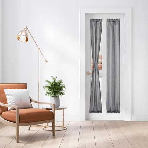 Vista 18 de NICETOWN - Cortinas de luz lateral para puerta de 72 pulgadas de largo para ventanas de lino, cortinas opacas para privacidad con protección contra