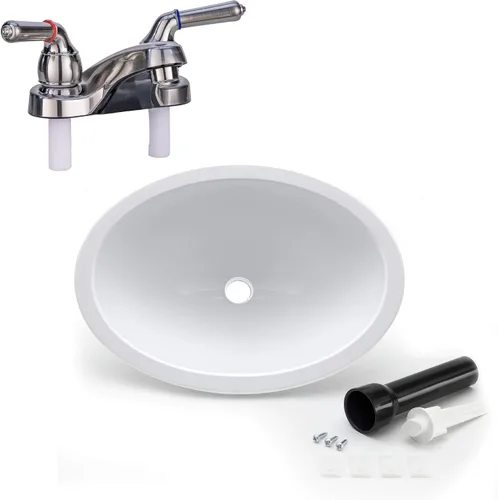 Vista 7 de RecPro Fregadero ovalado para autocaravana 10 x 13 pulgadas Blanco Sin grifo