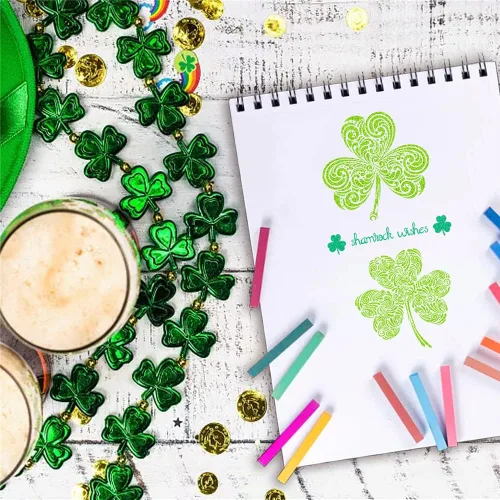 Vista 3 de Sellos transparentes de CRASPIRE para el día de San Patricio Hoja de trébol Sellos transparentes para álbum de recortes para hacer tarjetas DIY