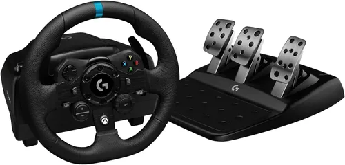 Vista 3 de Logitech G923 - Volante de carreras y pedales, respuesta de fuerza TRUEFORCE, cuero genuino + Logitech G Driving Force Shifter - Xbox XS, Xbox One