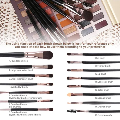 Vista 4 de UCANBE Paleta de sombra de ojos desnudos de 60 colores + juego de brochas de maquillaje, todo en uno, paleta de maquillaje ahumado neutro