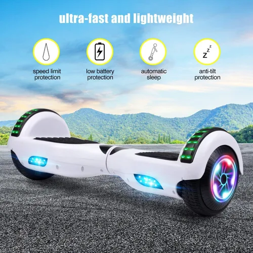 Vista 7 de FLYING-ANT Patinete autoequilibrante de 16.51 cm con altavoz y luces LED rojas