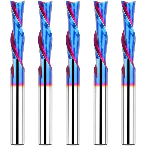 Vista 37 de EANOSIC Brocas de fresadora en espiral de compresión ascendente y descendente de 1/2 pulgada de diámetro de corte con revestimiento nano azul