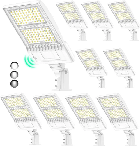 Vista 10 de BBESTLED 400W/320W/240W luces LED para estacionamiento con brazo y montaje deslizante, iluminación exterior del atardecer al amanecer, luz
