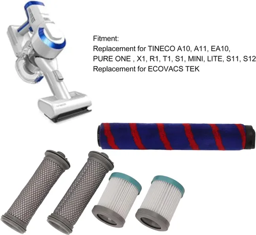 Vista 4 de Fdit Kit de filtro de vacío, rollo de cepillo de repuesto para ECOVACS TEK, A10, A11, EA10