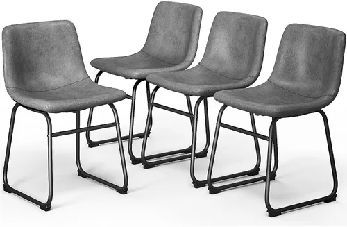 Vista 43 de YaFiti - Juego de 2 sillas de comedor de 18 pulgadas, sillas modernas tapizadas para comedor con cojines de piel sintética y patas de metal, silla